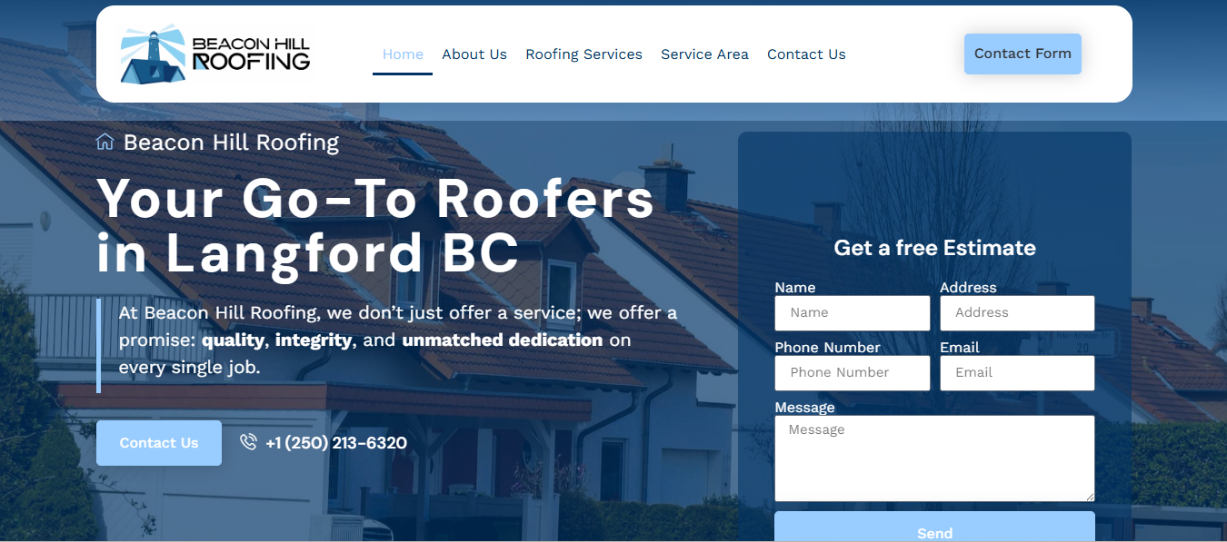 Completed Website Beacon Hill Roofing In Langford BC